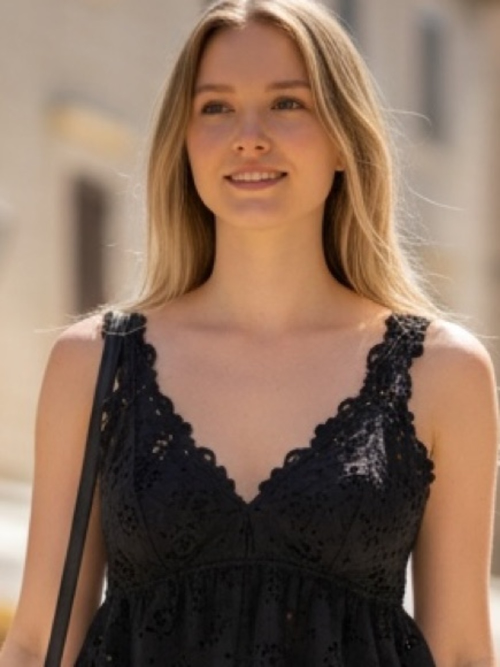 Aerie Black Eyelet Lace Bralette Cami Tank Sleeveless Size L